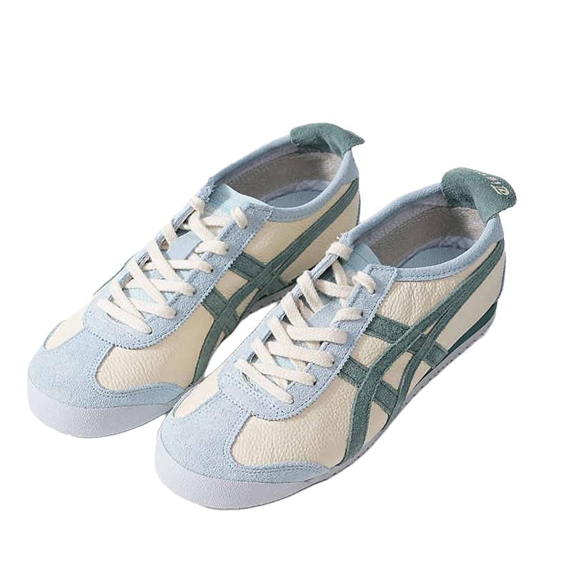 Onitsuka Tiger MEXICO 66 Anti-Slip Wear-Resistant Low-Top Casual Shoes Women's Beige Green Blue