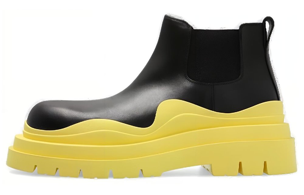 Bottega Veneta Chelsea Boots Men Black Yellow