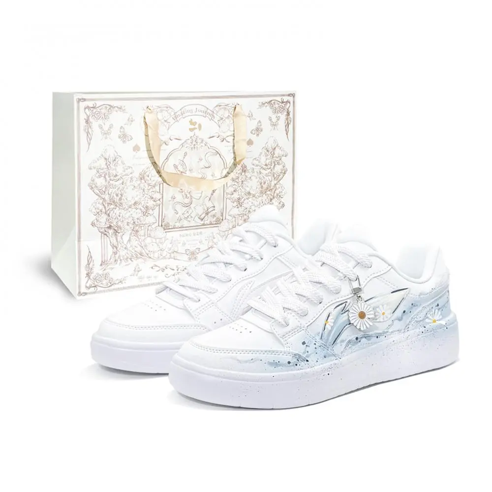 LiNing Acer Truncatum Abrasion Resistant Height Increasing Low top Skateboard Shoes Men's White Blue
