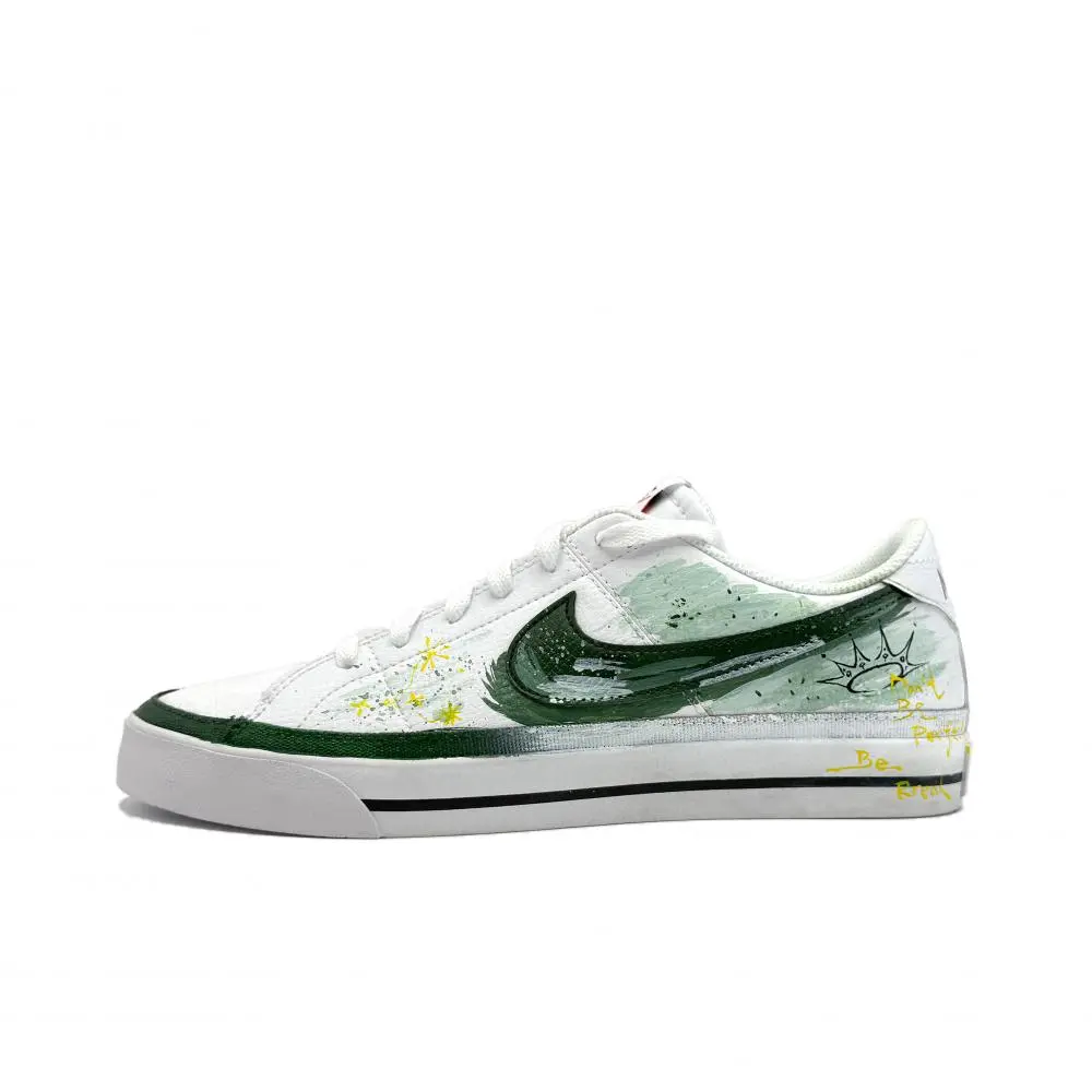 Nike Court Legacy No Need For Perfection Cushioning Low top Skateboard Shoes Unisex White Green