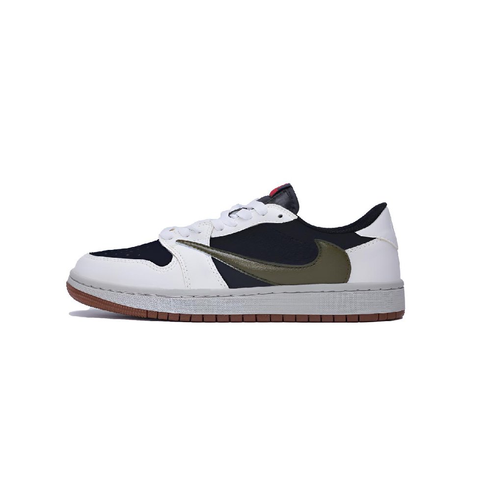 Travis Scott X Jordan Air Jordan 1 Vintage Basketball Shoes Unisex Low top Black Green Olive