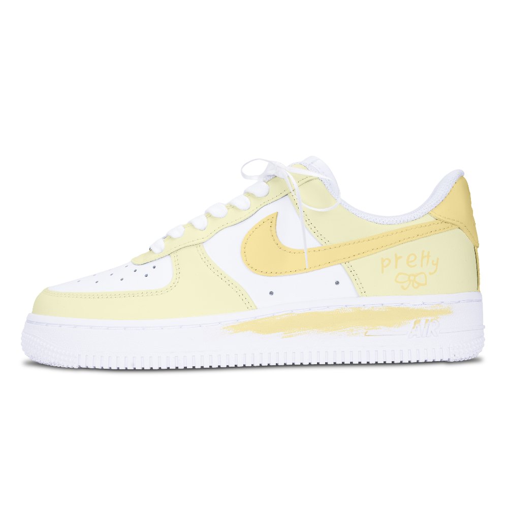 Nike Air Force 1 Butter Toast Anti Slip Wear Resistant Low Top Skateboard Shoes Women's Yellow White