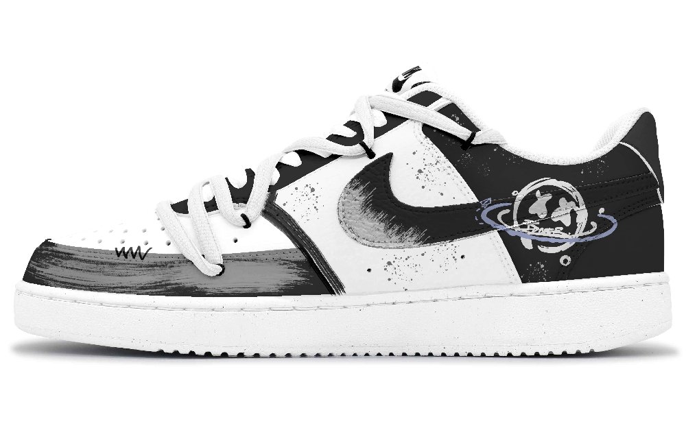 Nike Court Vision 1 Anti-Slip Wear-Resistant Low-Top Skateboard Shoes Men's Black White