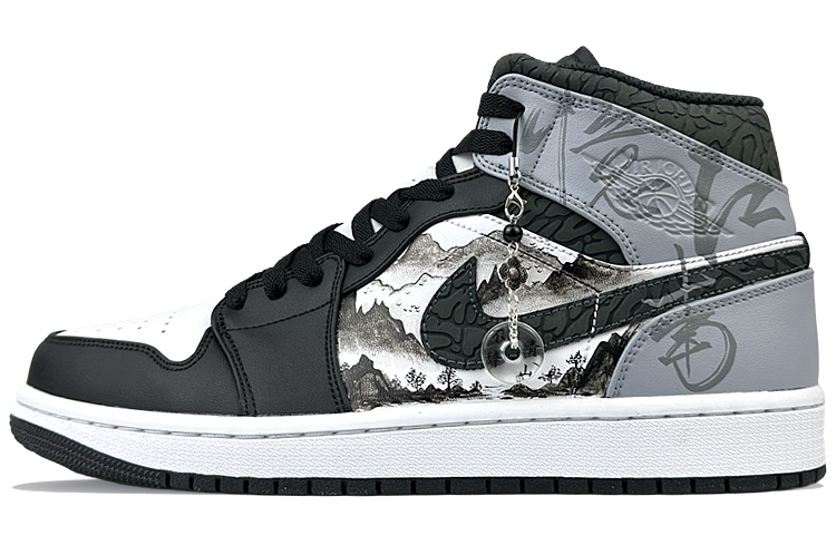 Jordan Air Jordan 1 Mid Top Vintage Basketball Shoes Men's Black White