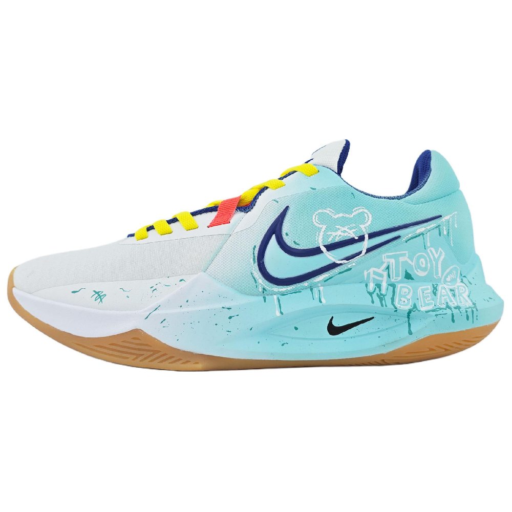 Nike Precision 6 Cushioning, Slip Resistant, And Abrasion Resistant Low Top Basketball Shoes Men's White Cyan