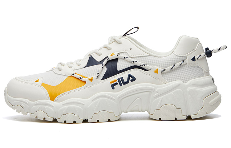 FILA Cat Claw Cushioning, Slip Resistant, Abrasion Resistant, Breathable Low Top Casual Shoes Men's White Blue Yellow