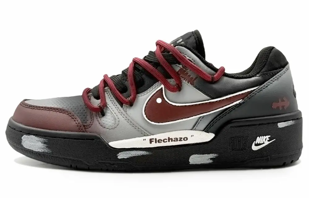 Nike Full Force Cushioning Low top Skateboard Shoes Men's Black Gray Red