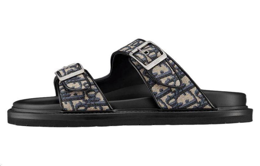 DIOR Aqua Sandal Beige Black DIOR Oblique Jacquard