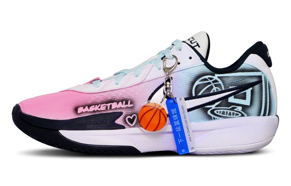 Nike Air Zoom G.T. Cut Academy Cushioning Abrasion Resistant Breathable Low top Basketball Shoes Men's Pink Blue