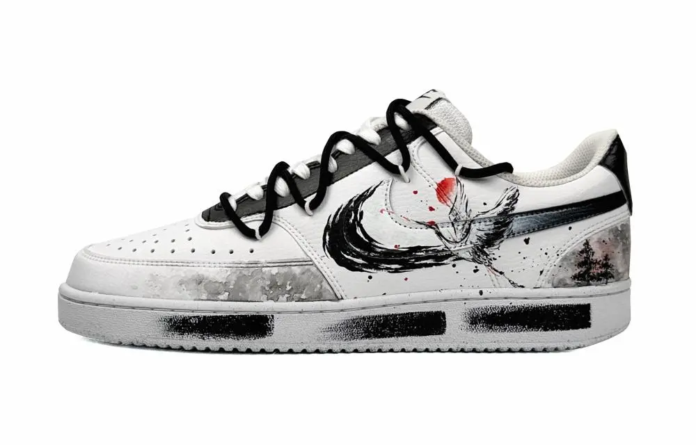 Nike Court Vision 1 Low-Top Skateboard Shoes Men's Black White