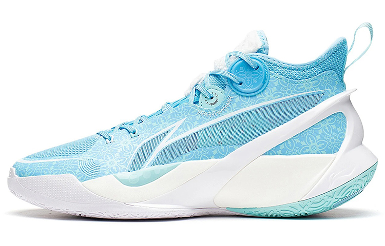LiNing SONIC 10 Cushioning Anti-Slip And Wear-Resistant Coverage Support Mid-Top Basketball Shoes Men's Blue White