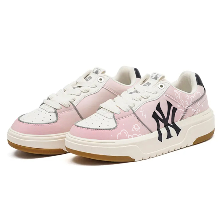 MLB Chunky Liner Lover's Paper Plane Pink Cloud Fantasy Anti Slip Wear Resistant Low Top Skateboard Shoes Unisex Ecru