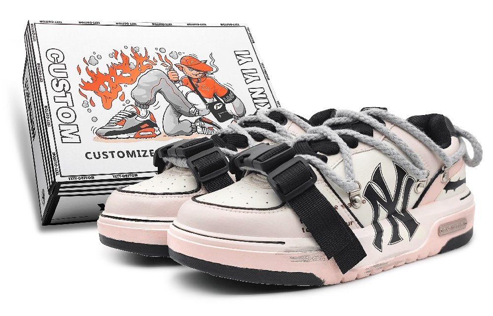 MLB Chunky Liner Wear-Resistant Height Increasing Low-Top Skateboard Shoes Unisex Beige