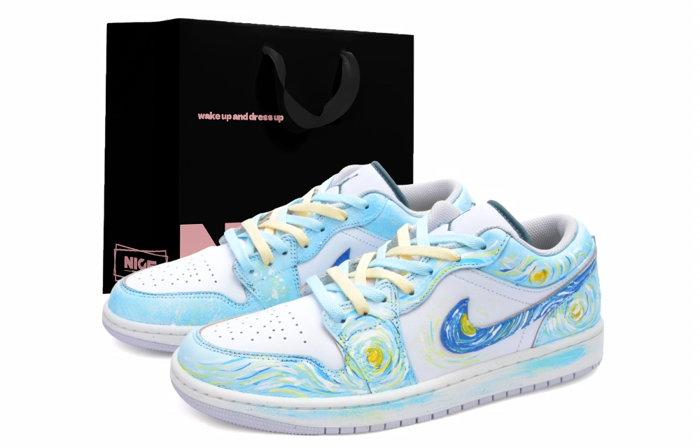 Jordan Air Jordan 1 Cushioning, Wear Resistant Vintage Basketball Shoes Unisex Blue White