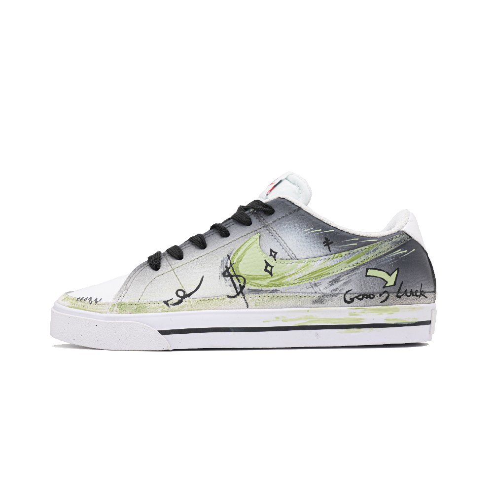 Nike Court Legacy Night Green Glow, Footprint Innovation Abrasion Resistant Low Top Skateboard Shoes Unisex Gray Green