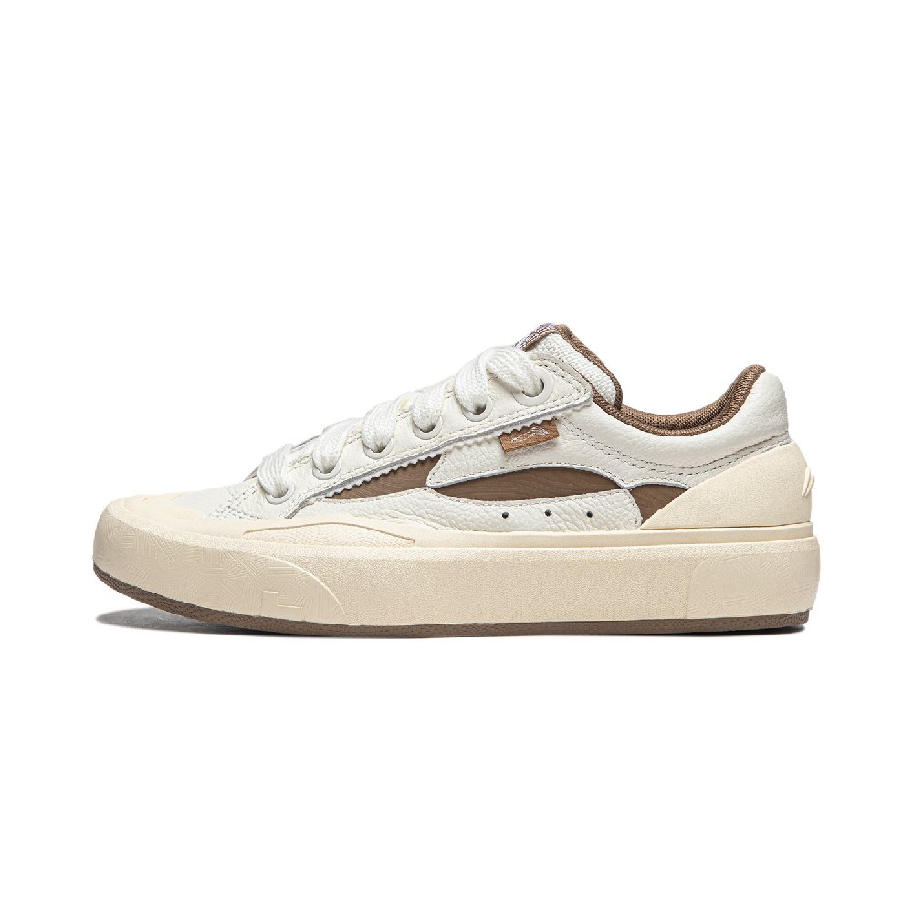 LiNing Wave S70 Anti-Slip Wear-Resistant Low-Top Skateboard Shoes Unisex Beige Brown