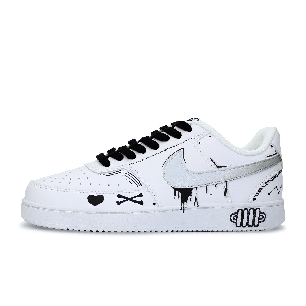 Nike Court Vision Lightweight And Breathable Low-Top Skateboard Shoes Men's White Silver