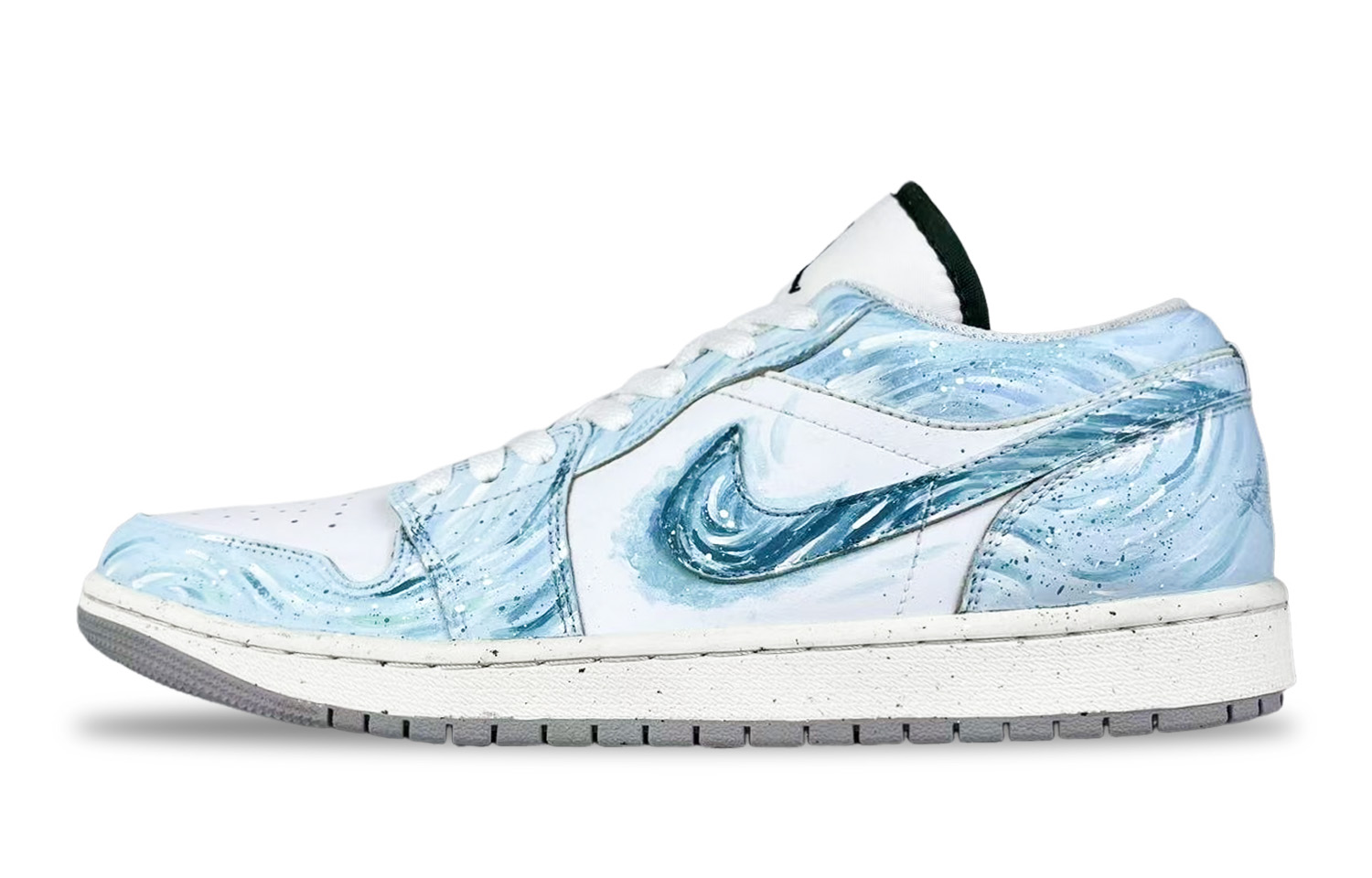 Jordan Air Jordan 1 Fairyland, Azure Sky Firefly Abrasion Resistant Low top Vintage Basketball Shoes Unisex Blue White