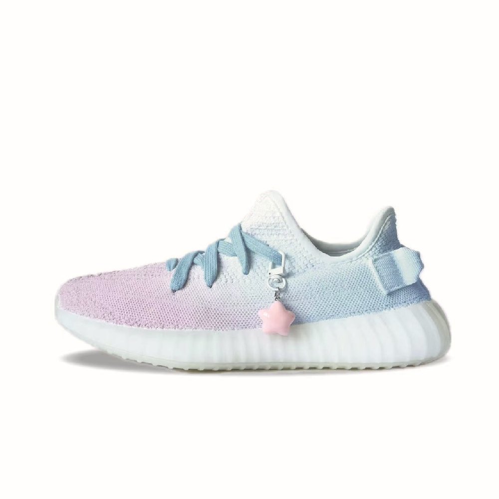Adidas Originals Yeezy Boost 350 Slip-Resistant Low-Top Casual Shoes Unisex Blue Pink