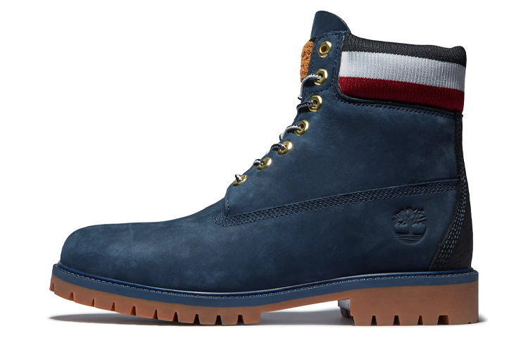 Timberland 6 Inch Heritage Cupsole Boots 'Navy Nubuck With Red'
