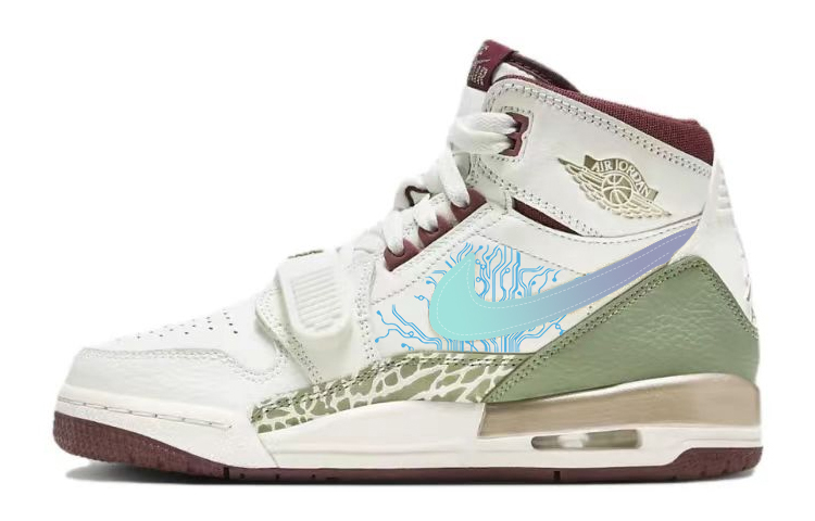JORDAN Legacy 312 Vintage Basketball Shoes Women's High Top Cyan/White