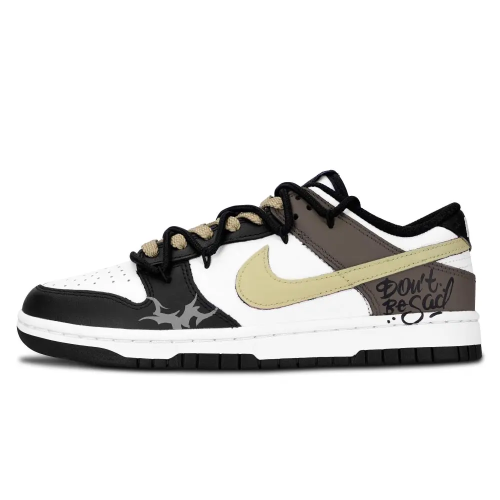 Nike Dunk Black White, Don't Be Sad Abrasion Resistant Low top Skateboard Shoes Unisex Brown