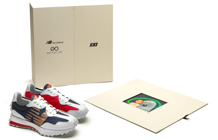 KIKS X NUTTSH ART X New Balance 327 White Red Blue