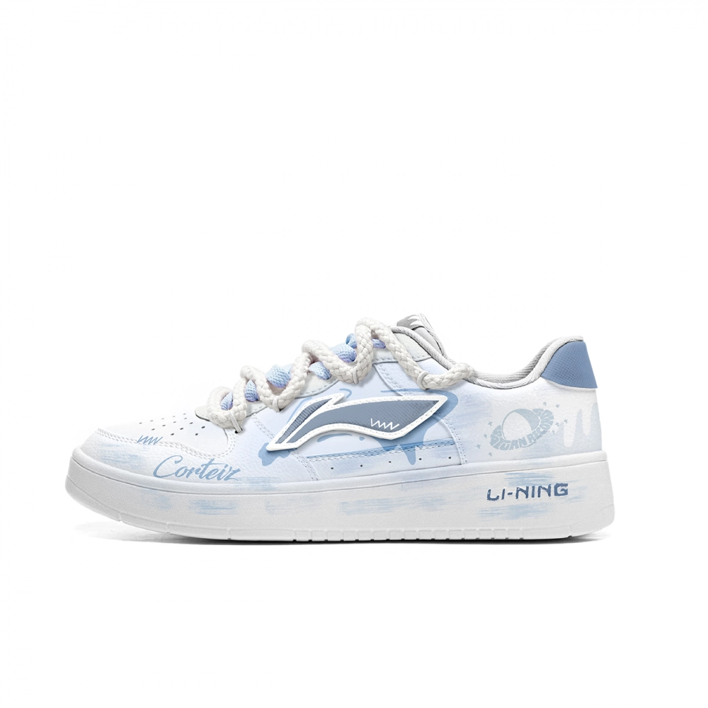 LiNing Pontoon Boats Slip Resistant Cushioning Breathable Low Top Skateboard Shoes Men's Blue White