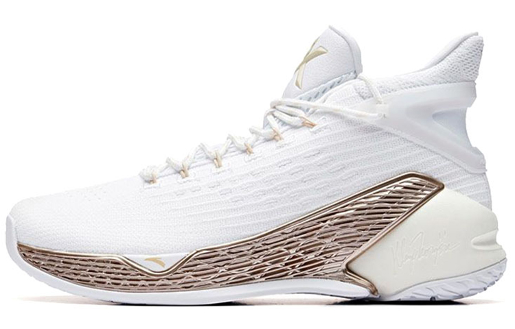 Anta KT4 Klay Thompson Final Home Abrasion Resistant Breathable High Top Basketball Shoes Men's White Gold