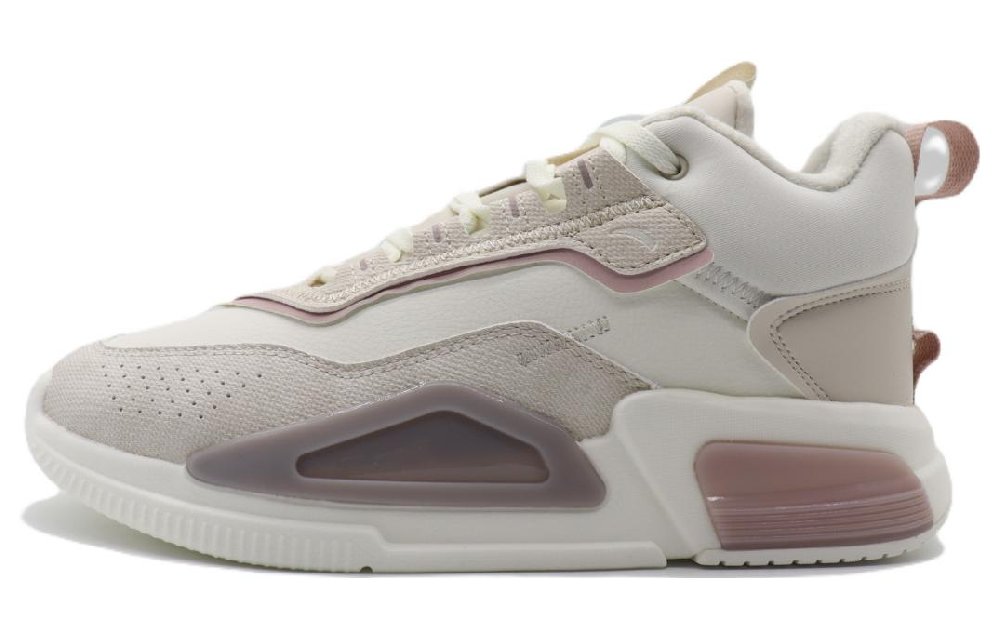 Anta Rubik's Cube 4 Cushioning Anti-Slip And Wear-Resistant High-Top Sports Casual Shoes Women's White Pink