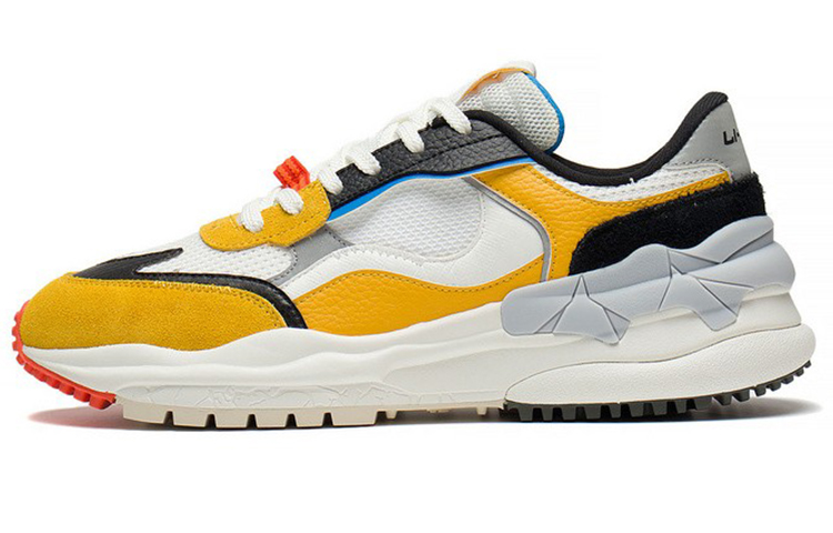 LiNing Origin CF Tracing Cushioning Anti-Slip And Wear-Resistant Low-Top Sports Casual Shoes Men's Yellow White