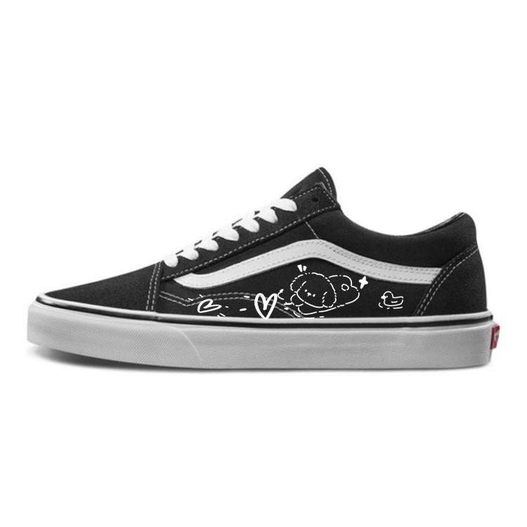 Vans Old Skool Anti-Slip Wear-Resistant Low-Top Skateboard Shoes Unisex Black White
