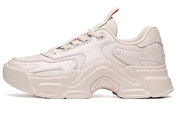 Anta Cushioning Breathable Coverage Support Balance Impact-Resistant Lightweight Low-Top Chunky Sneakers Women's Beige
