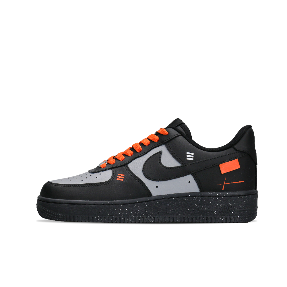 Nike Air Force 1 Abrasion Resistant Height Increasing Low Top Skateboard Shoes Unisex Black Gray Orange