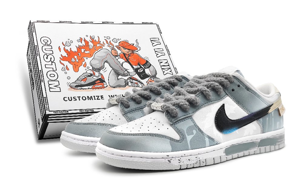 Nike Dunk Slip-Resistant Cushioning Low-Top Skateboard Shoes GS Asphalt Gray