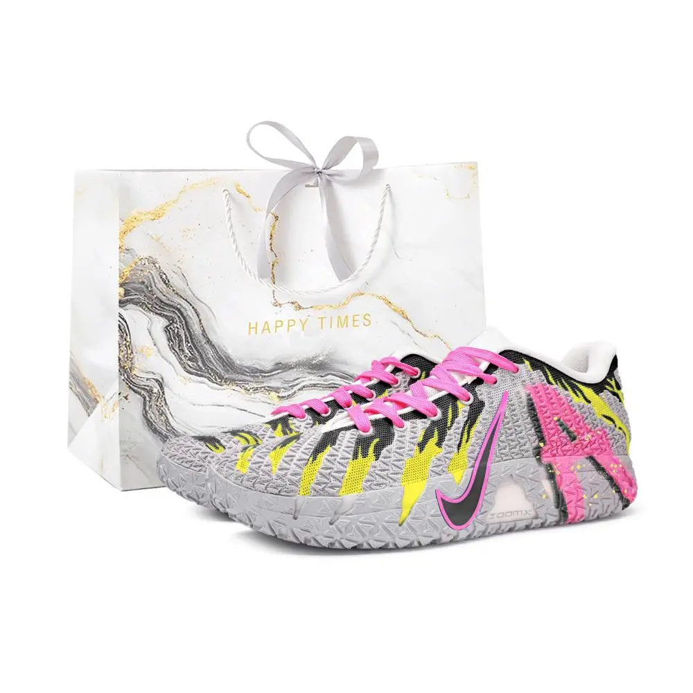 Nike Ja Morant 3 Abrasion Resistant Breathable Basketball Shoes Unisex Yellow Black Pink