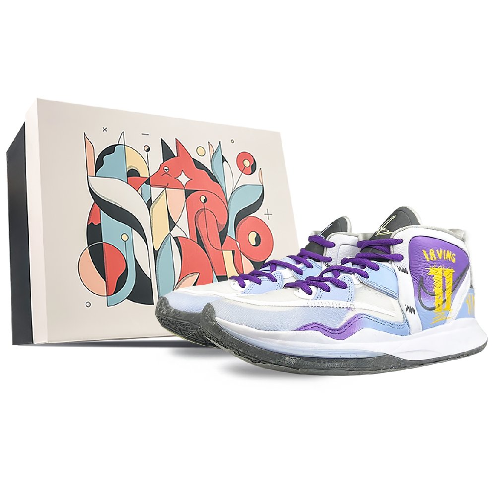 Nike Kyrie 8 Infinity Anti-Slip Wear-Resistant Mid-Top Basketball Shoes Unisex White Purple