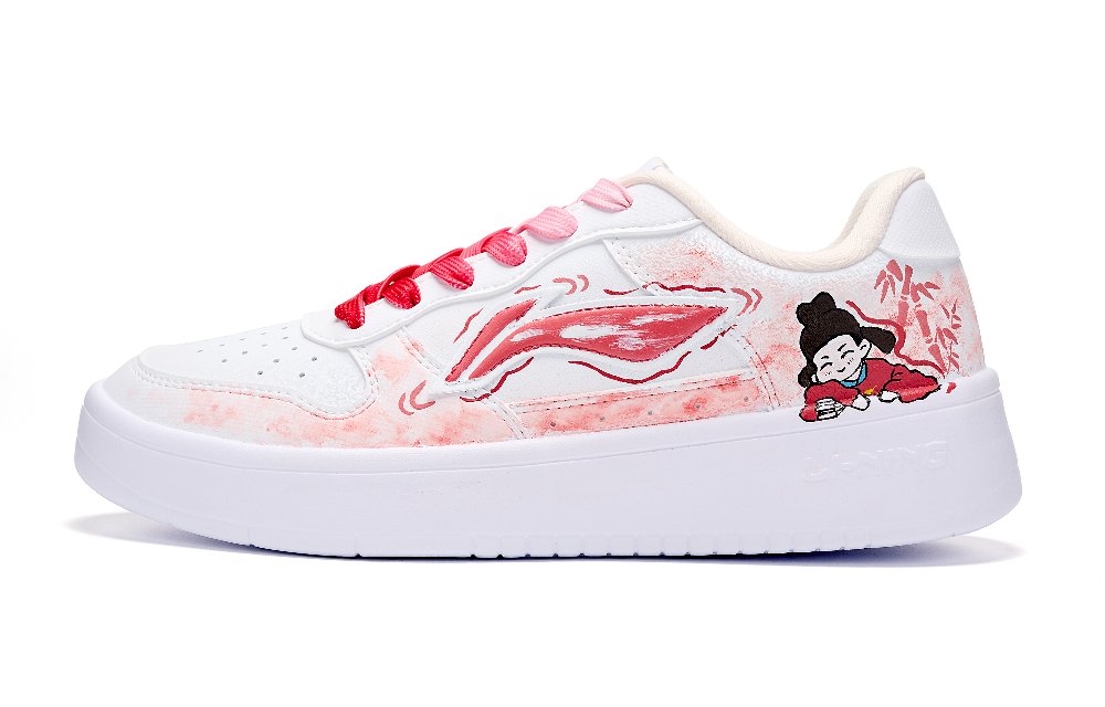 LiNing Pontoon Boats Abrasion Resistant Shock Absorbers Low Top Skateboard Shoes Women's Red