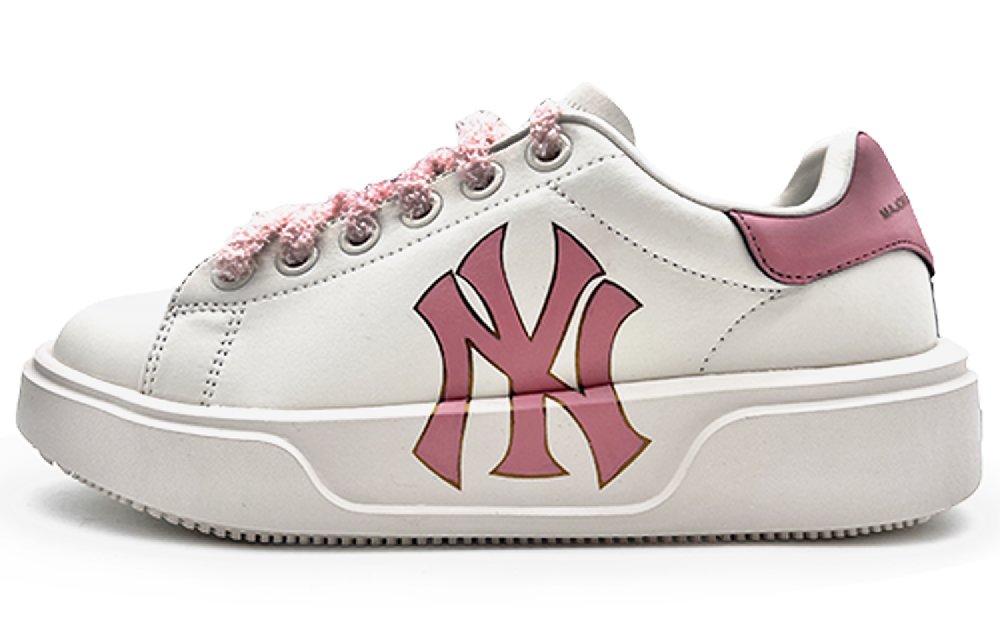 MLB Chunky Classic Durable Breathable Low Top Skateboard Shoes Unisex White Pink