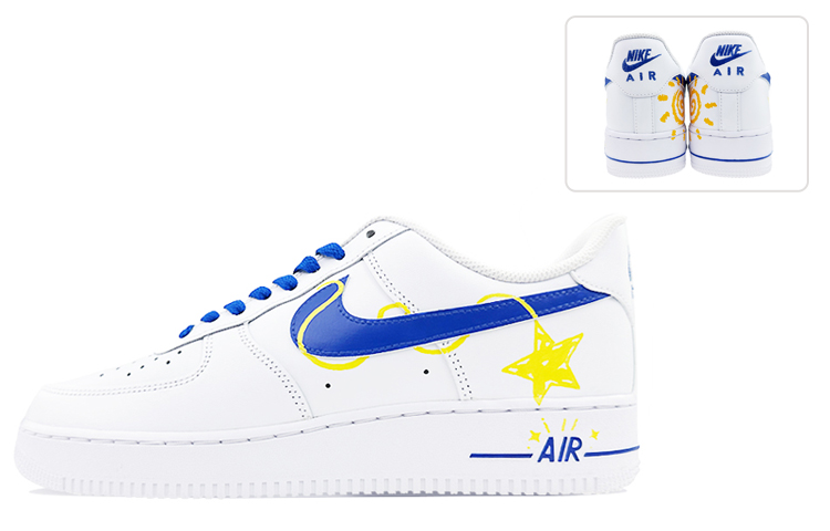 Nike Air Force 1 Low 07 Low-Top Skateboard Shoes Men's Yellow Blue