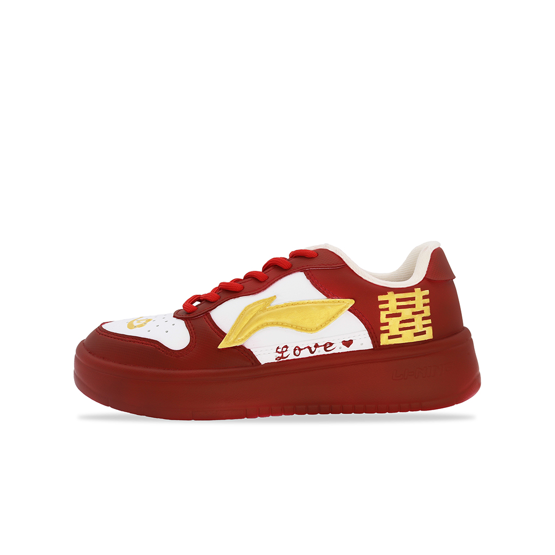 LINING Pontoon Boats Skateboard Shoes Unisex Low top Red