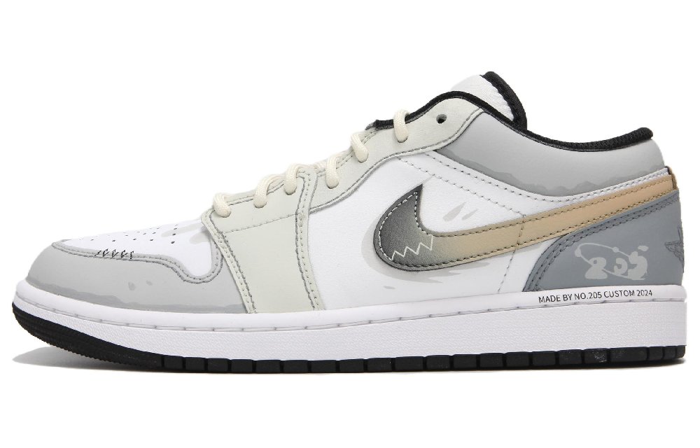 Jordan Air Jordan 1 Anti Slip Wear Resistant Low Top Vintage Basketball Shoes Men's White Gray