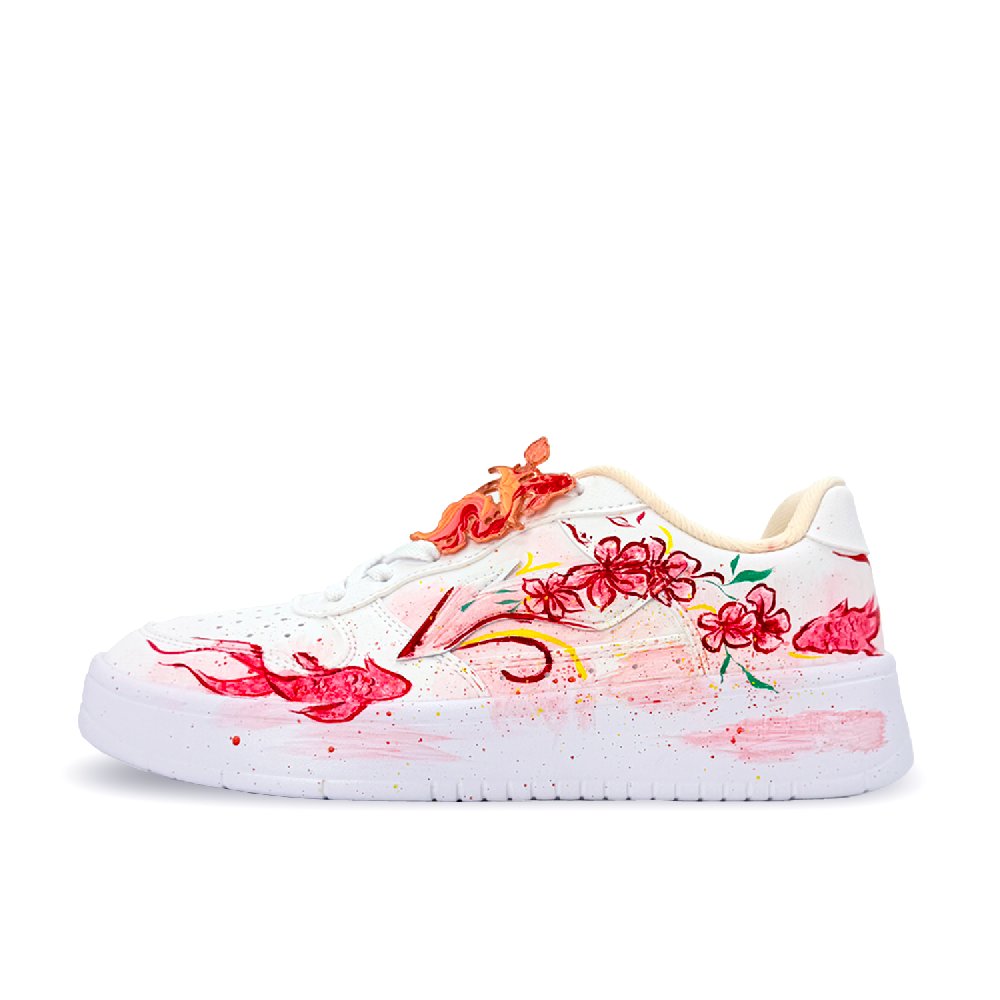 LiNing Pontoon Boats Wear resistant And Lightweight Low Top Skateboard Shoes Women's Koi Leap Floral