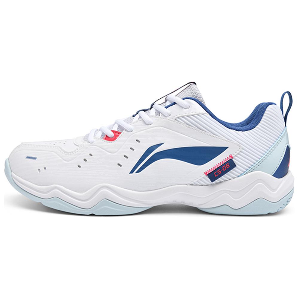 LiNing Cushioning Wear-Resistant Low-Top Badminton Shoes Unisex White Blue