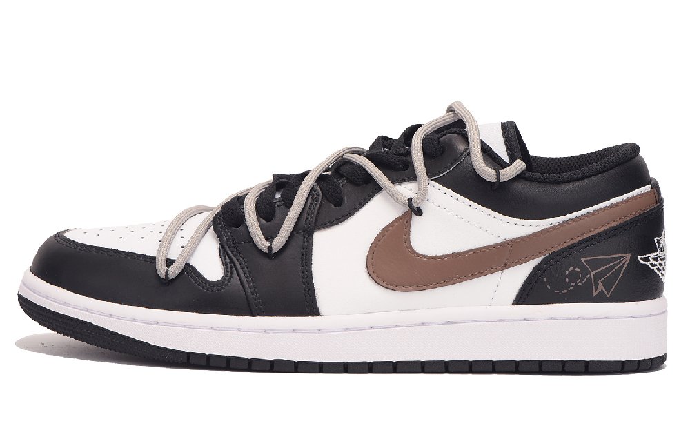 Jordan Air Jordan 1 Slip-Resistant Coverage Low-Top Vintage Basketball Shoes Men's Black Brown