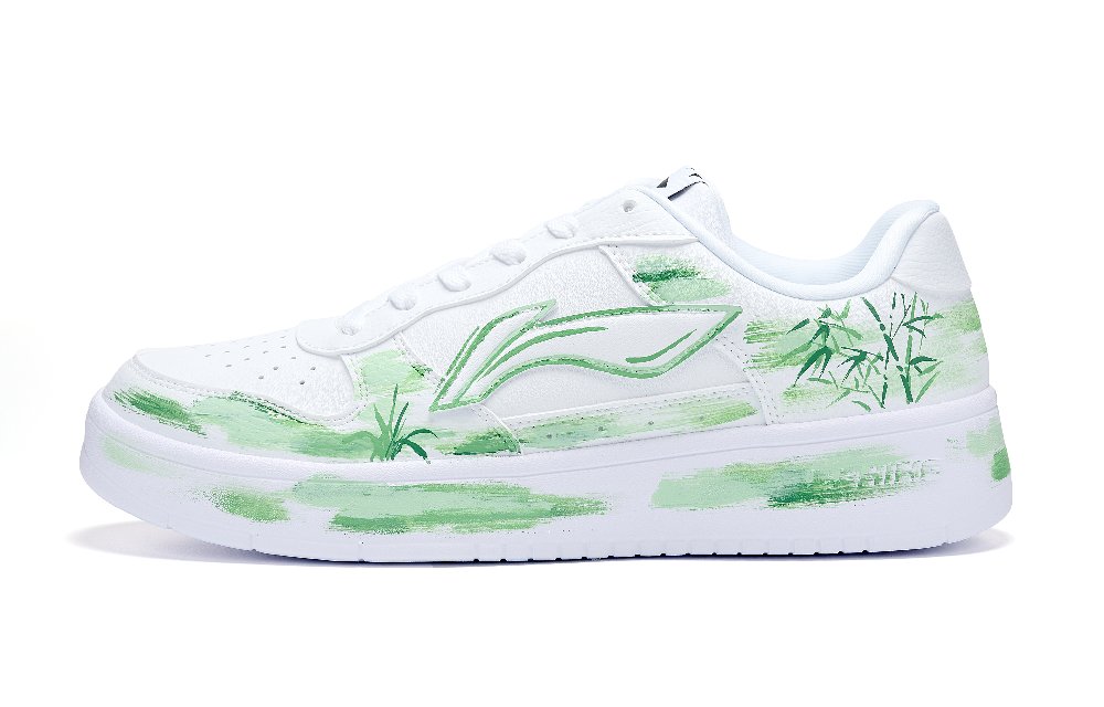LiNing Pontoon Boats Slip Resistant And Abrasion Resistant Coverage Low top Skateboard Shoes Men's White Green