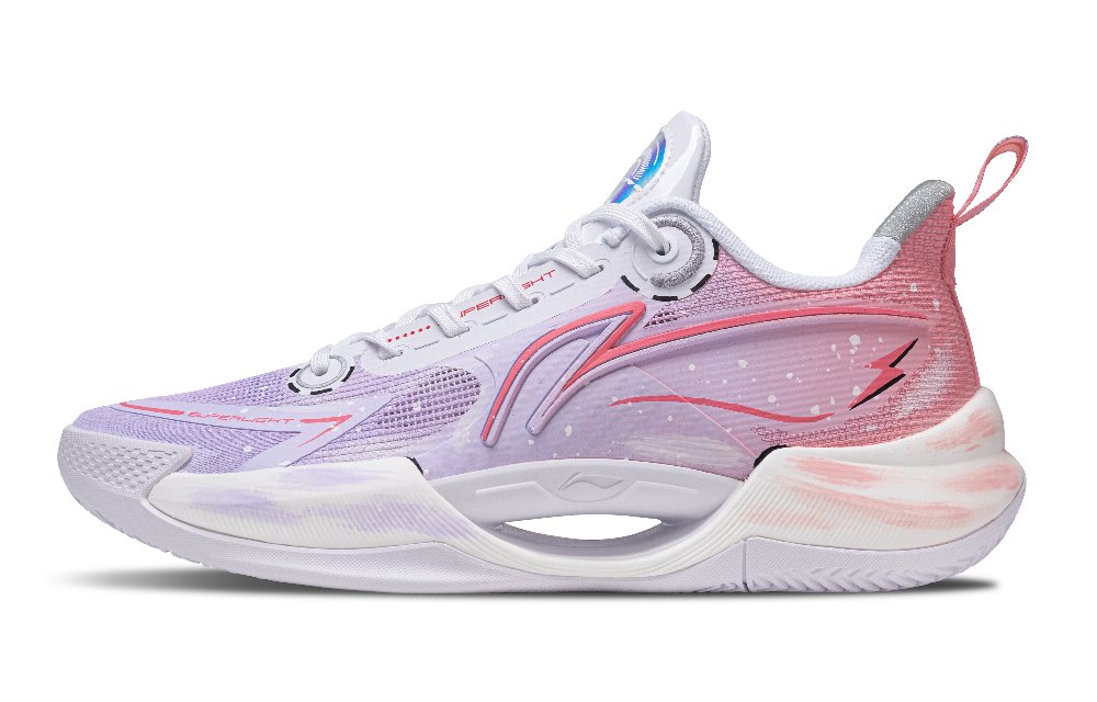 LiNing Super Light V2 Slip Resistant, Abrasion Resistant, Rebound Resistant Low Top Basketball Shoes Men's Pink Purple