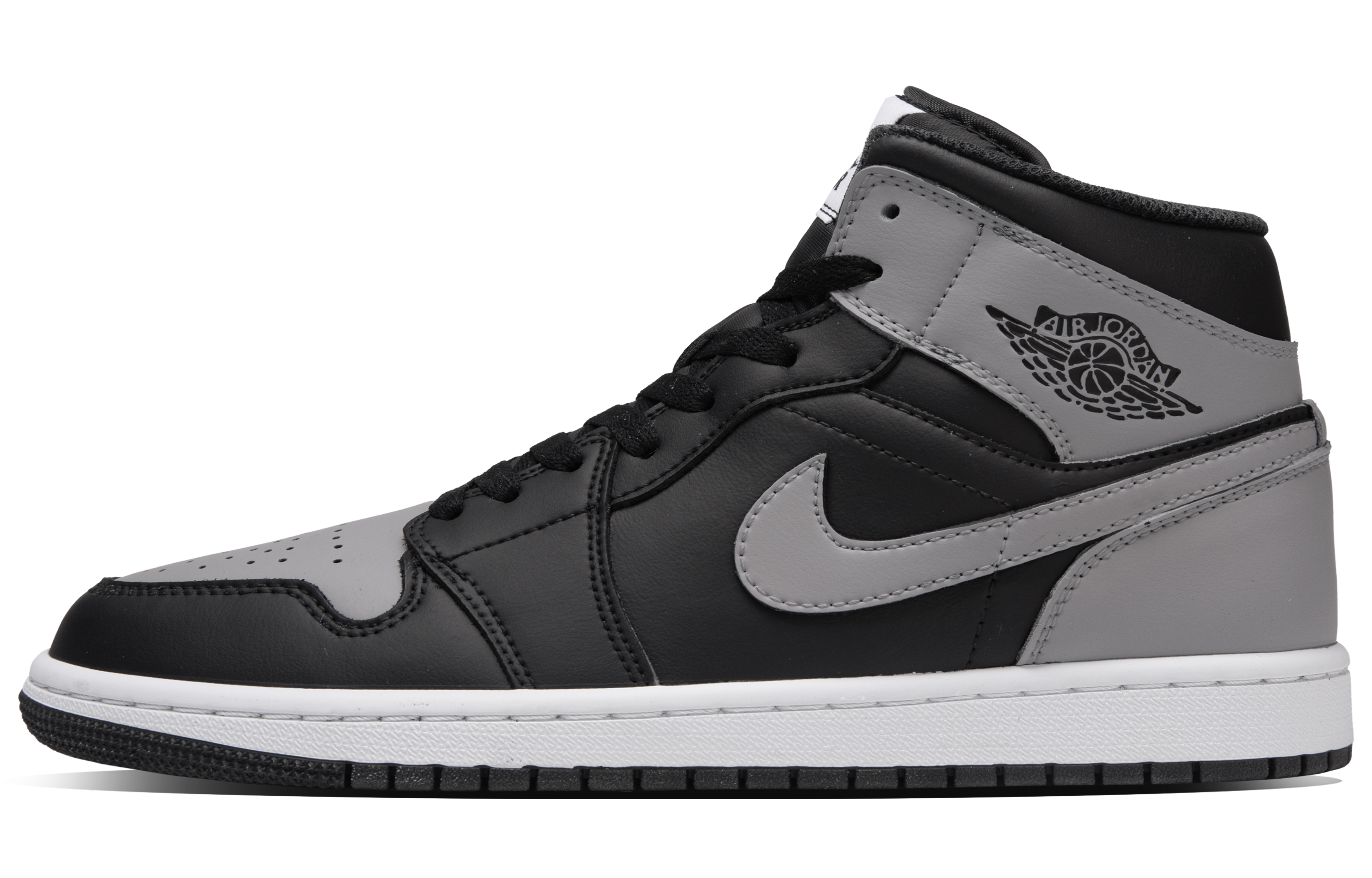 Jordan Air Jordan 1 Solitude Gray Abrasion Resistant Mid top Vintage Basketball Shoes Unisex Black Gray