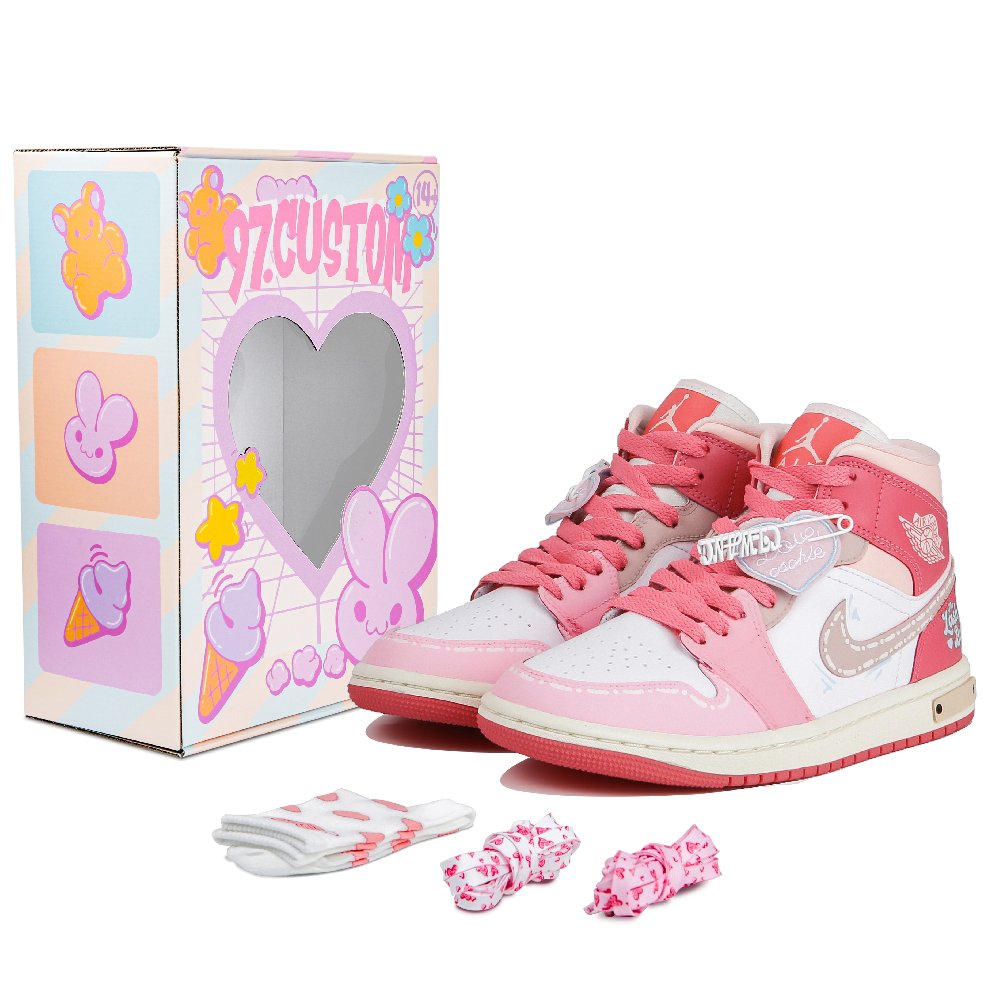 Jordan Air Jordan 1 Mid High-Top Vintage Basketball Shoes Women's Pink