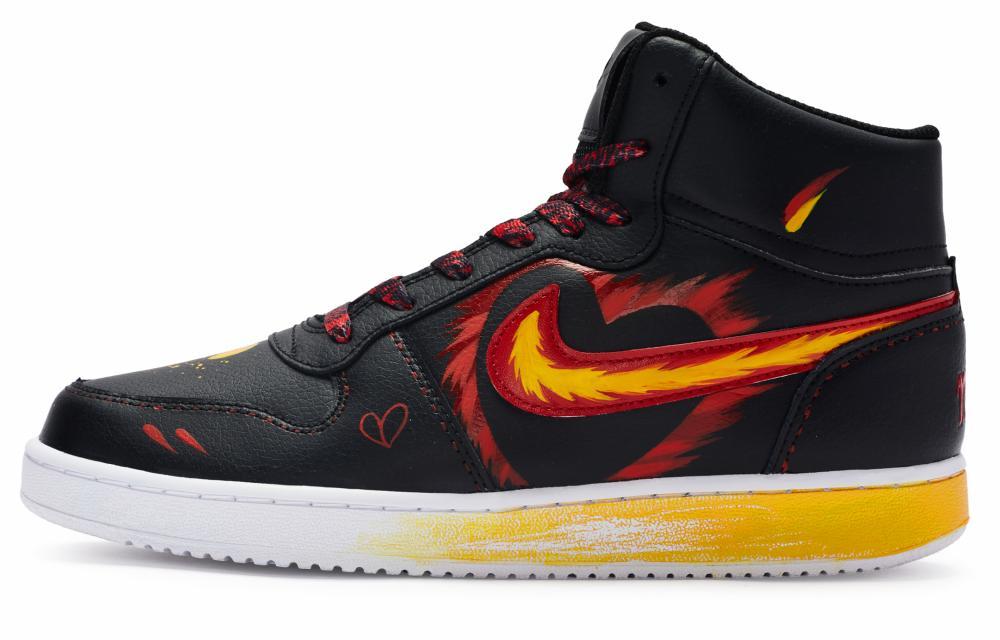 Nike EBERNON 811 Manufactured Love Like Fire Slip-Resistant Coverage Mid-Top Skateboard Shoes Men's Black Red